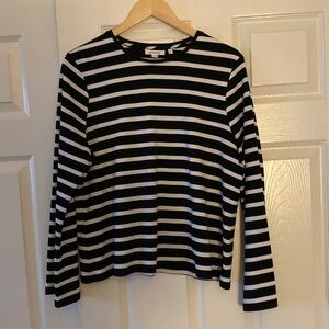 Chico's Black and White Striped Blouse